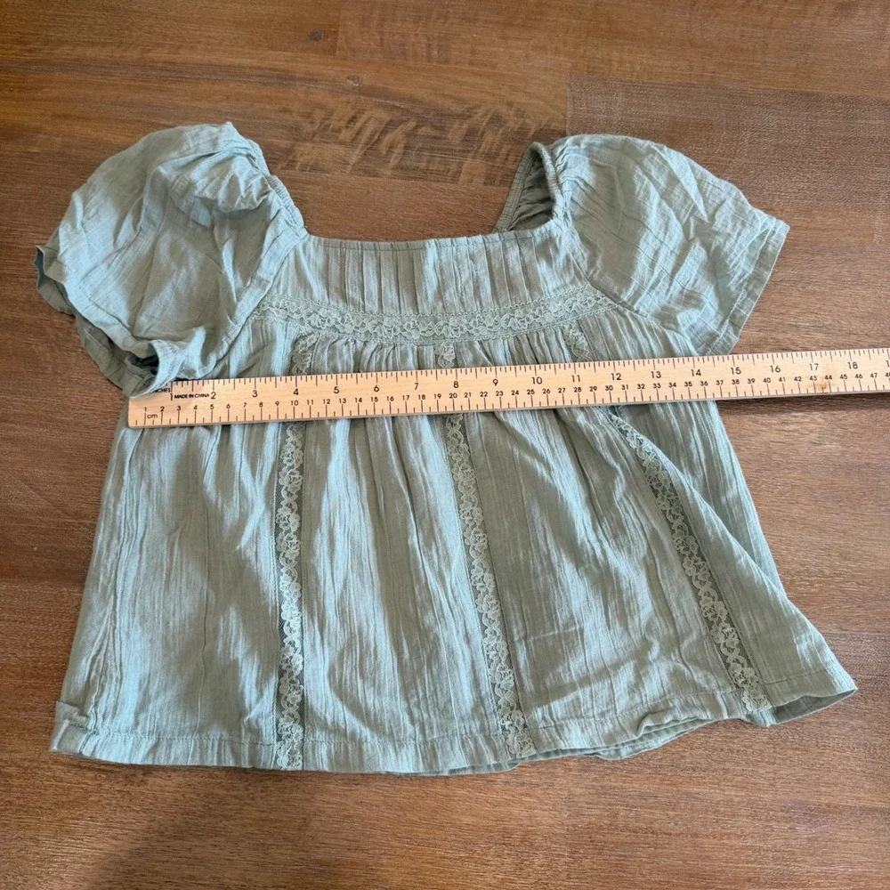 Abercrombie Kids Girls Sage Green Gauze Lace Set Top 9/10 Skirt 11/12 Boho